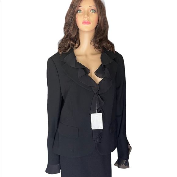 New! Escada Couture ruffle black blazer/jacket size 46 aprox. XL - Picture 2 of 15